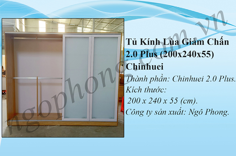 Tủ Kính Lùa Giảm Chấn 2 Plus (200x240x55) Chinhuei
